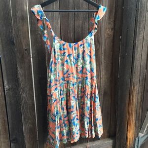Free People Orange & Blue Floral Dress🍊🌸💙